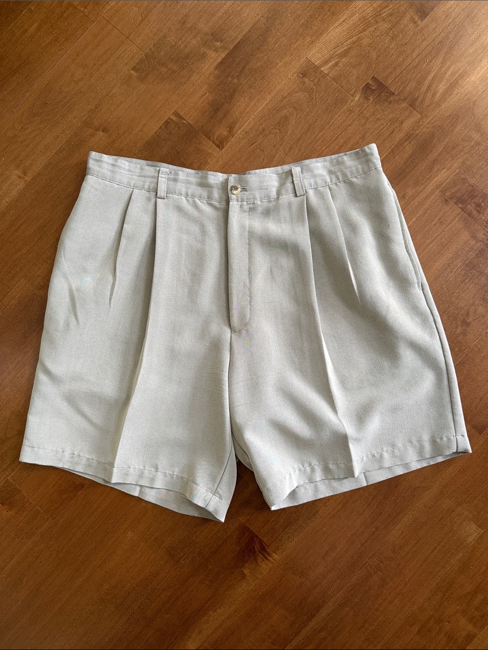 GREG NORMAN Khaki Tailored Pleated Shorts